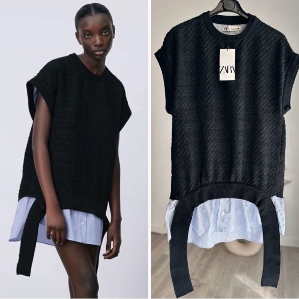 ZARA TEXTURED COMBINATION MINI DRESS NEW